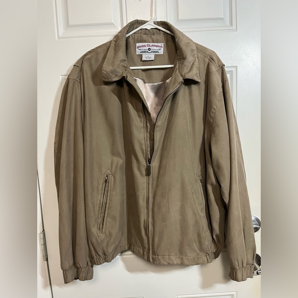 2/$40 Boca Classics Bomber Jacket XL Khaki Tan Lightweight Lined